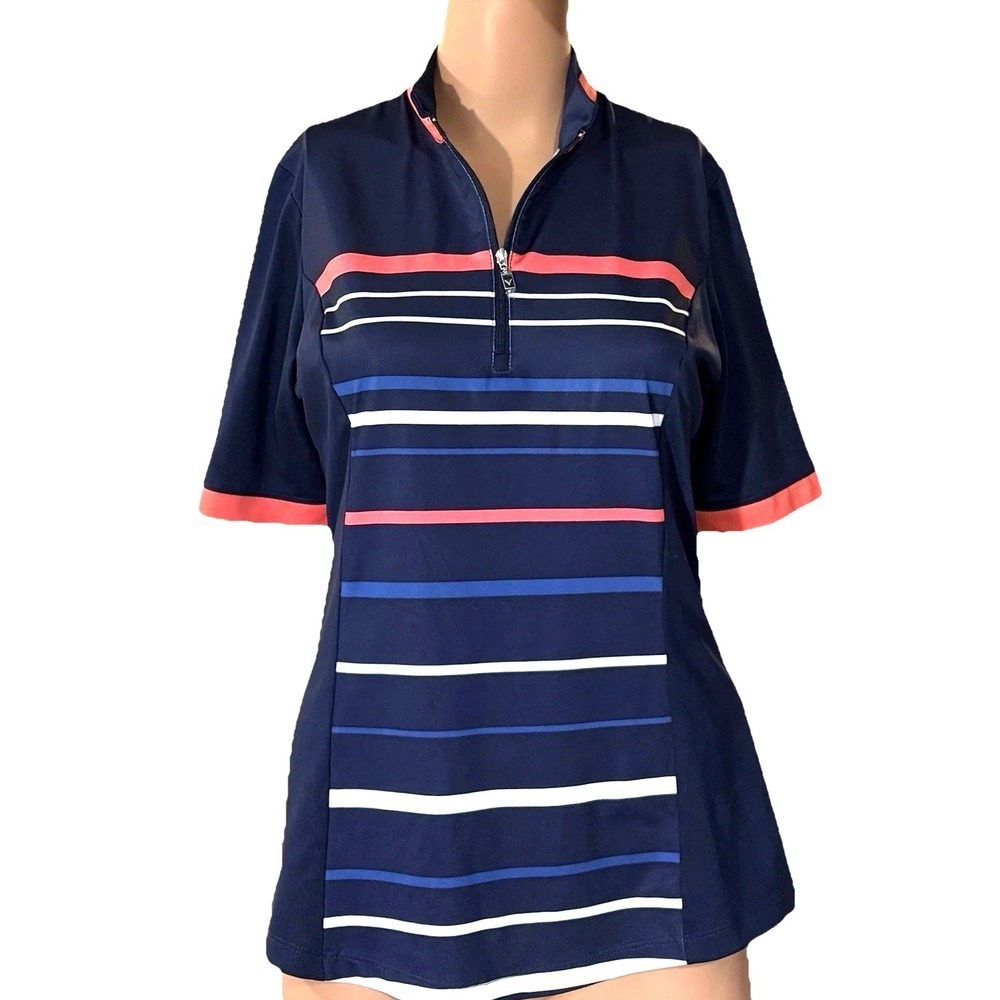 Callaway Shirt Womens S Opti-Dri  Activewear Golf 1/4 Zip Striped Top